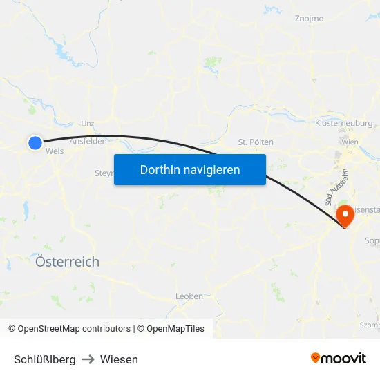 Schlüßlberg to Wiesen map