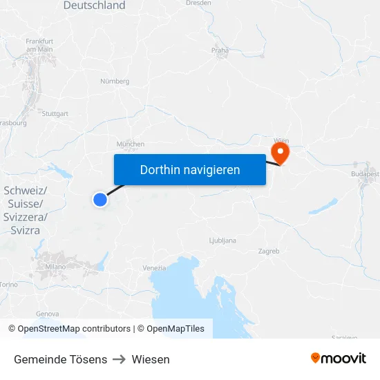Gemeinde Tösens to Wiesen map