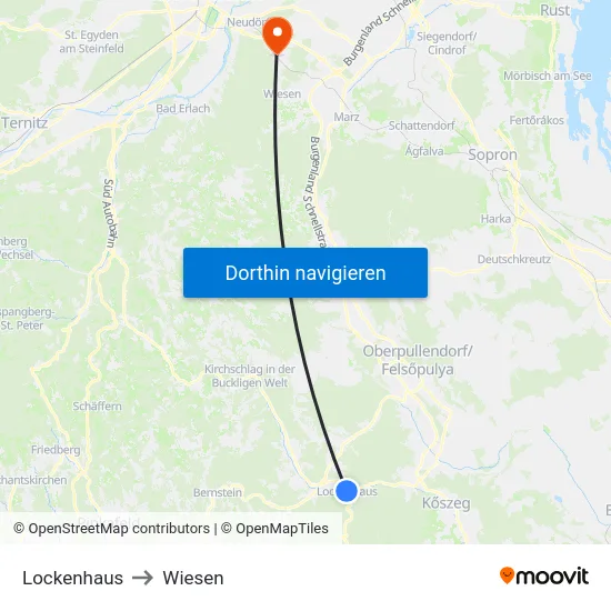 Lockenhaus to Wiesen map