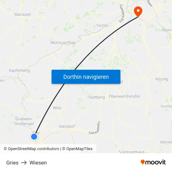 Gries to Wiesen map