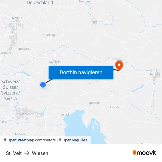 St. Veit to Wiesen map