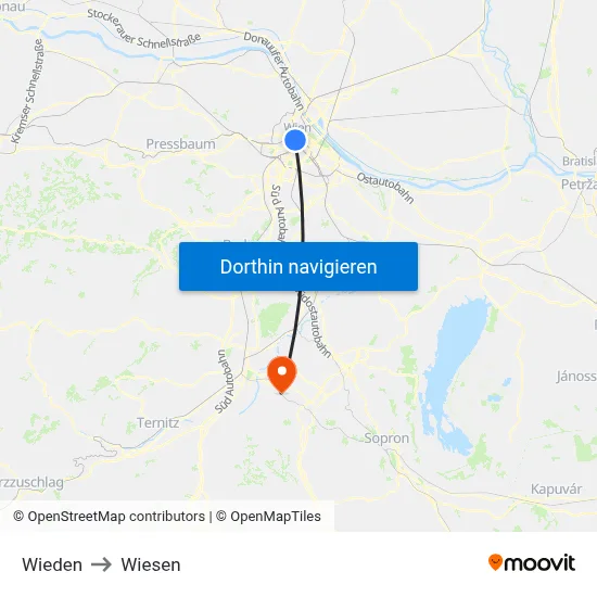 Wieden to Wiesen map
