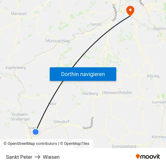 Sankt Peter to Wiesen map