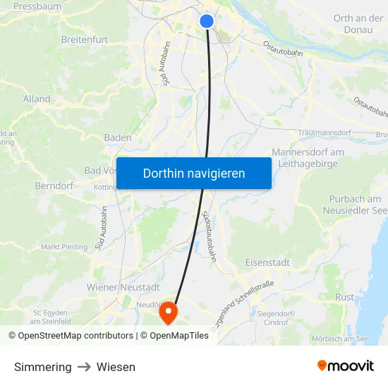 Simmering to Wiesen map