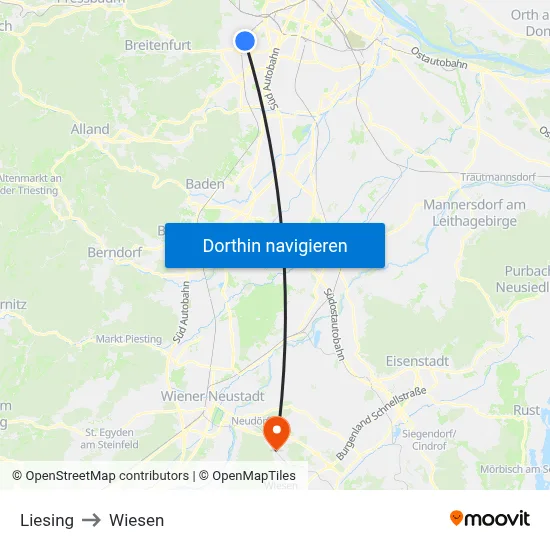 Liesing to Wiesen map