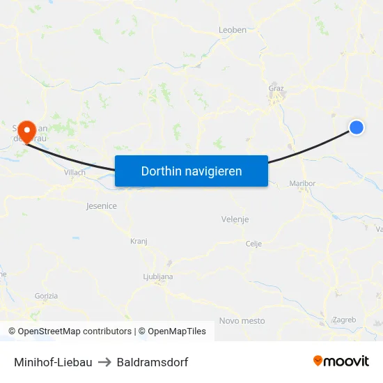 Minihof-Liebau to Baldramsdorf map
