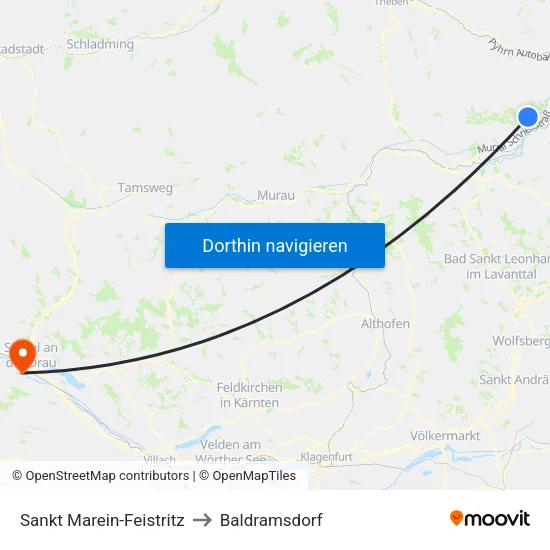 Sankt Marein-Feistritz to Baldramsdorf map