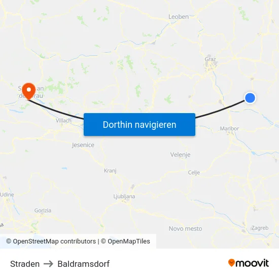 Straden to Baldramsdorf map