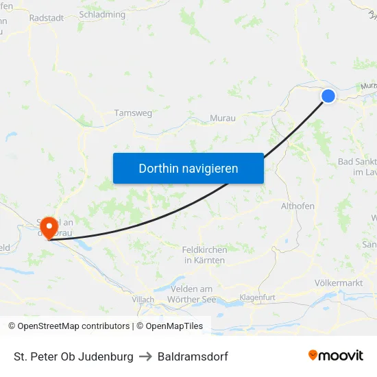 St. Peter Ob Judenburg to Baldramsdorf map