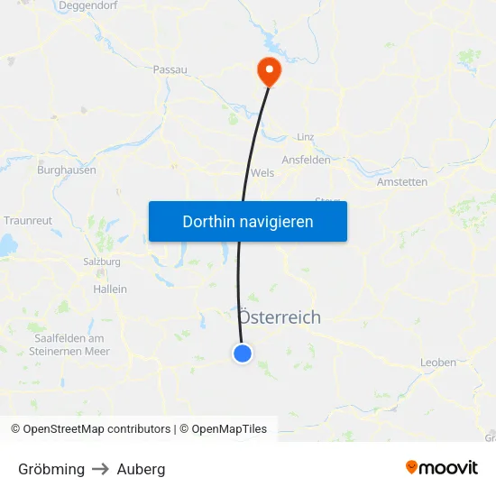 Gröbming to Auberg map