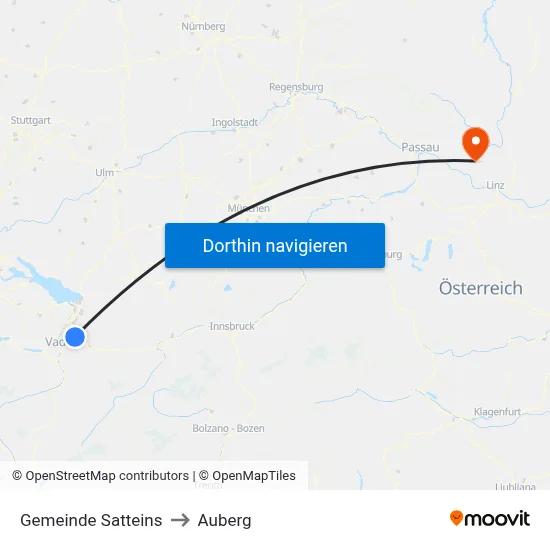 Gemeinde Satteins to Auberg map
