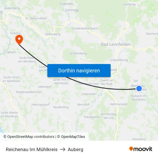 Reichenau Im Mühlkreis to Auberg map