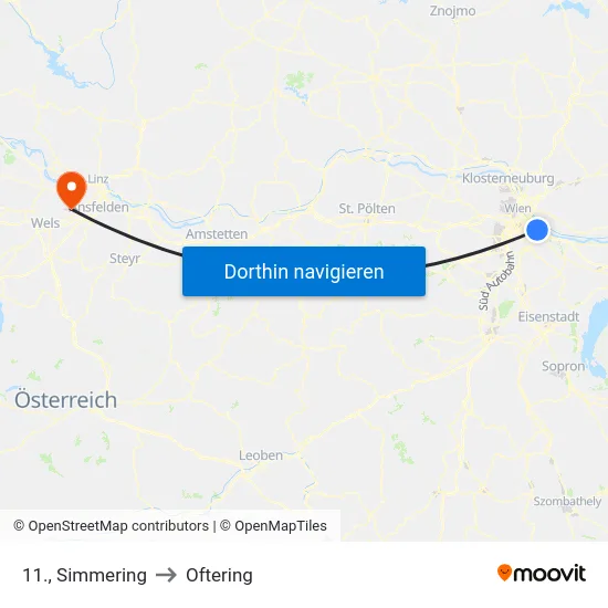 11., Simmering to Oftering map