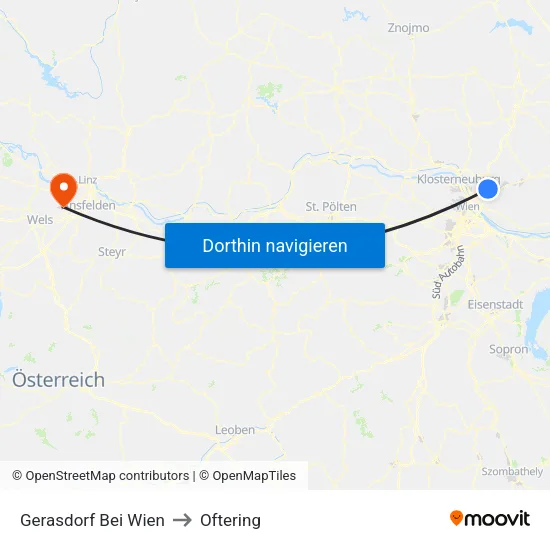 Gerasdorf Bei Wien to Oftering map