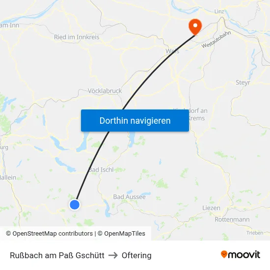 Rußbach am Paß Gschütt to Oftering map