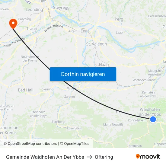 Gemeinde Waidhofen An Der Ybbs to Oftering map