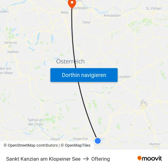 Sankt Kanzian am Klopeiner See to Oftering map