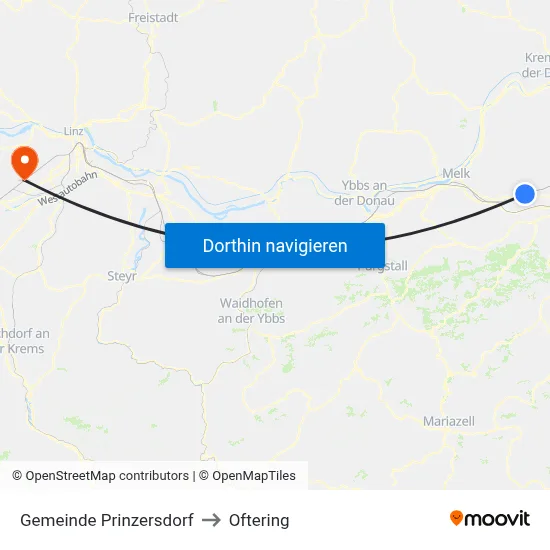 Gemeinde Prinzersdorf to Oftering map