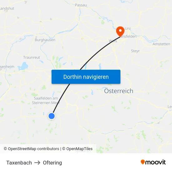 Taxenbach to Oftering map