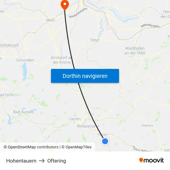Hohentauern to Oftering map