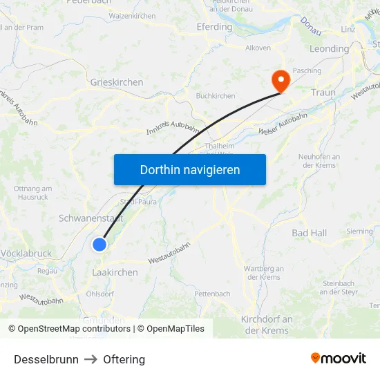 Desselbrunn to Oftering map