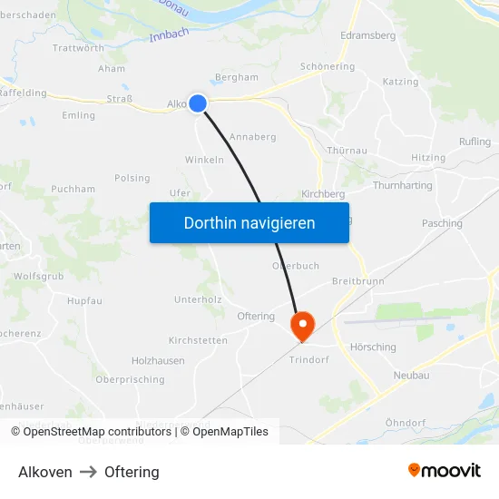 Alkoven to Oftering map