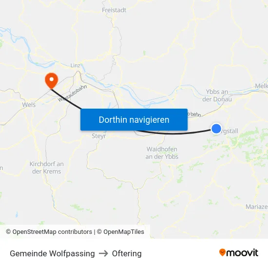 Gemeinde Wolfpassing to Oftering map
