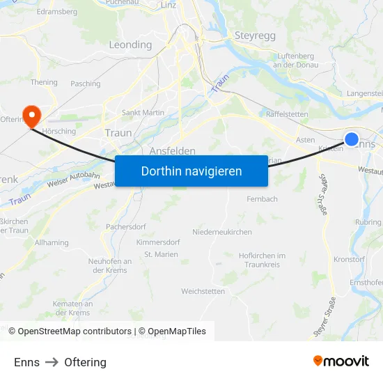Enns to Oftering map