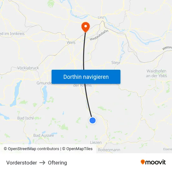 Vorderstoder to Oftering map
