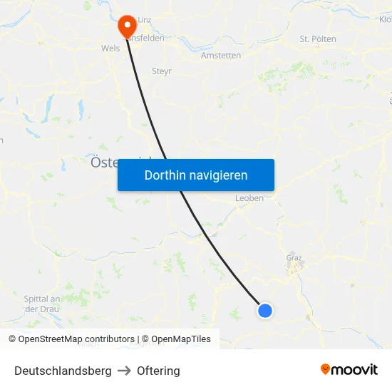 Deutschlandsberg to Oftering map