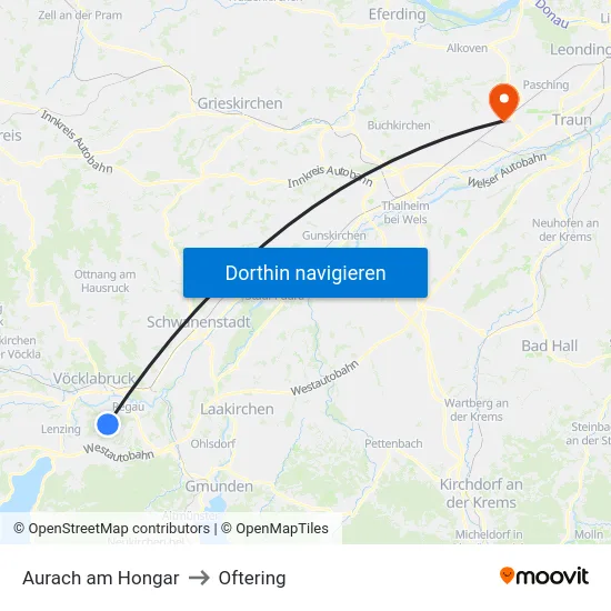 Aurach am Hongar to Oftering map