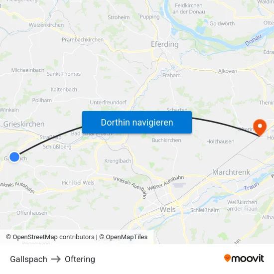 Gallspach to Oftering map