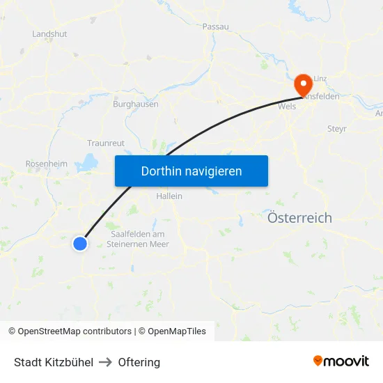 Stadt Kitzbühel to Oftering map
