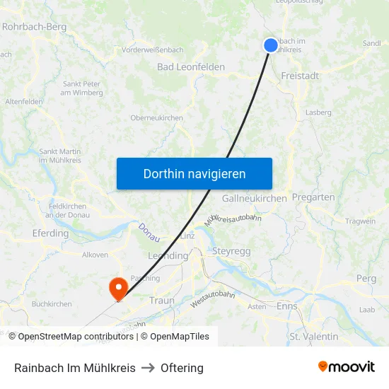 Rainbach Im Mühlkreis to Oftering map