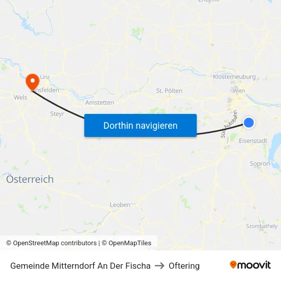 Gemeinde Mitterndorf An Der Fischa to Oftering map
