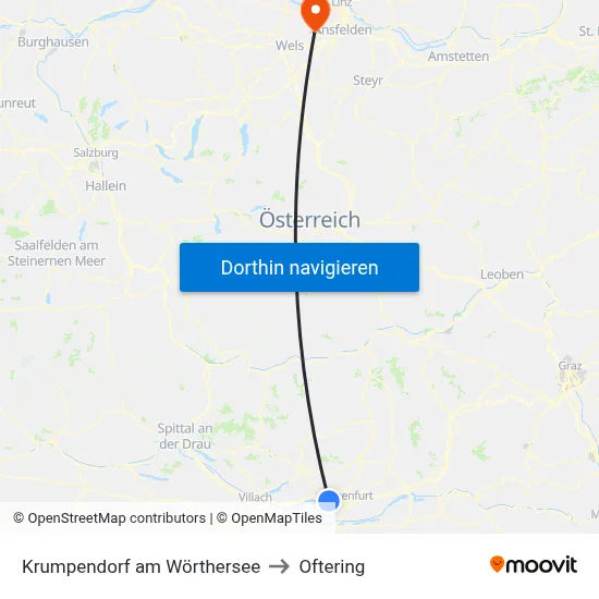 Krumpendorf am Wörthersee to Oftering map