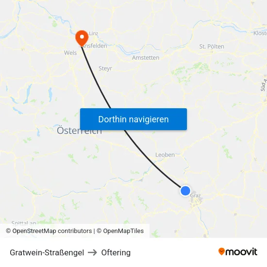 Gratwein-Straßengel to Oftering map