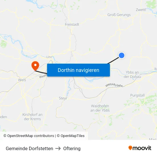 Gemeinde Dorfstetten to Oftering map