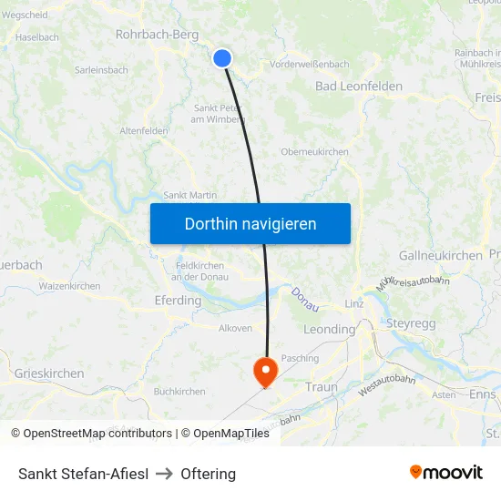 Sankt Stefan-Afiesl to Oftering map