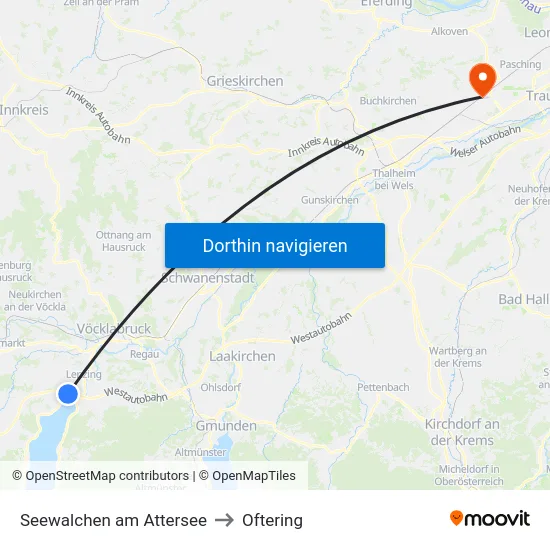 Seewalchen am Attersee to Oftering map