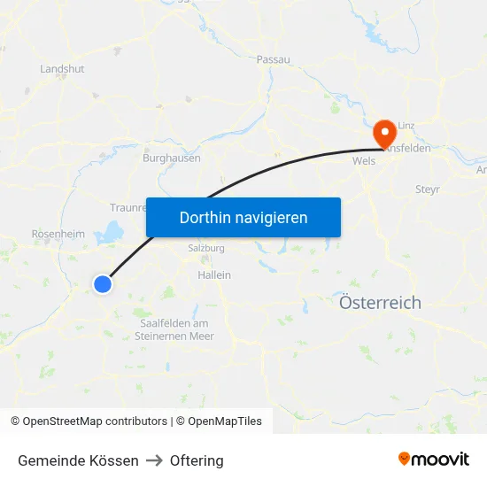 Gemeinde Kössen to Oftering map