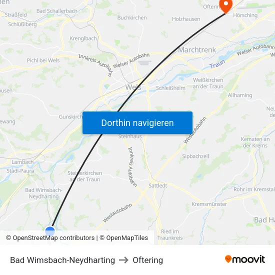 Bad Wimsbach-Neydharting to Oftering map