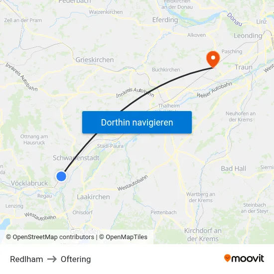 Redlham to Oftering map