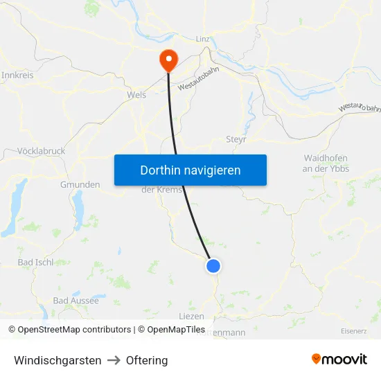 Windischgarsten to Oftering map