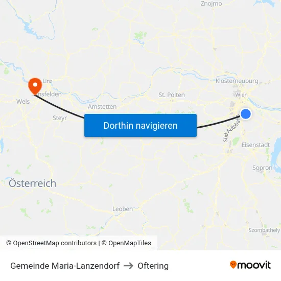 Gemeinde Maria-Lanzendorf to Oftering map