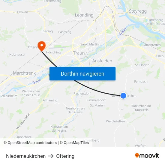 Niederneukirchen to Oftering map