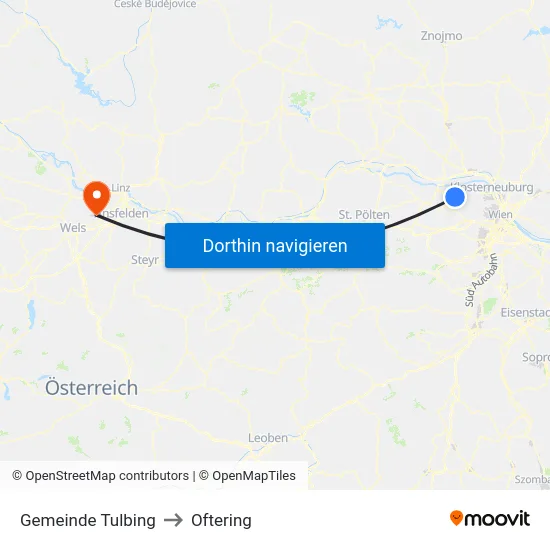 Gemeinde Tulbing to Oftering map