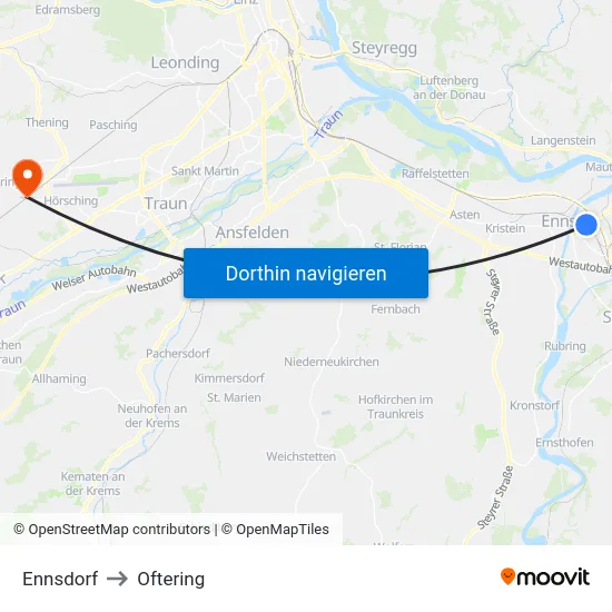 Ennsdorf to Oftering map