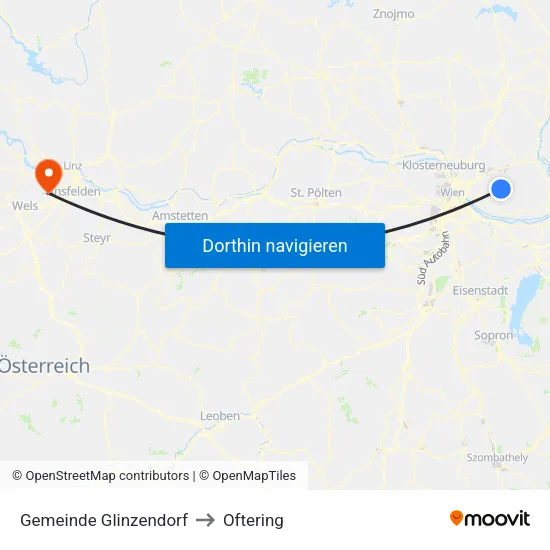 Gemeinde Glinzendorf to Oftering map