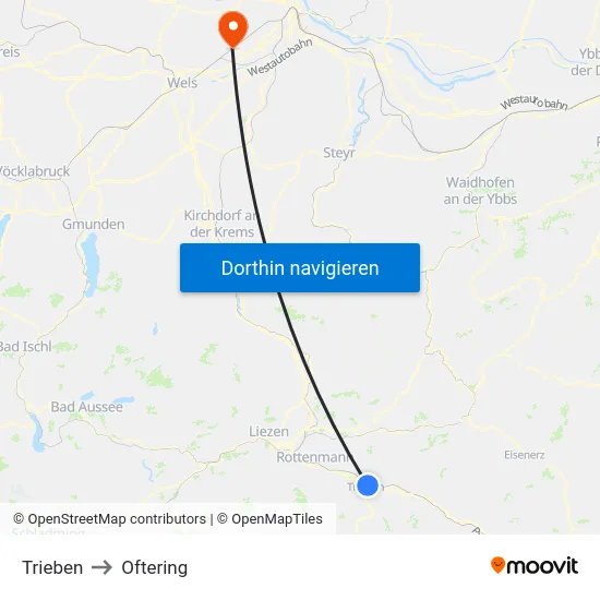 Trieben to Oftering map